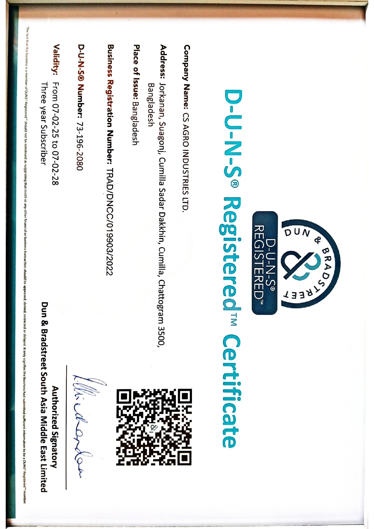 D-U-N-S Registered Certificate
